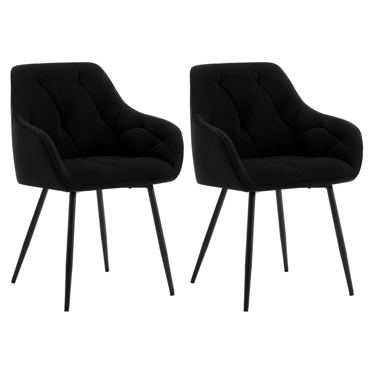 Eetkamerstoelen met armleuningen – Set van 2 – Metalen poten – Zithoogte 50,5 cm