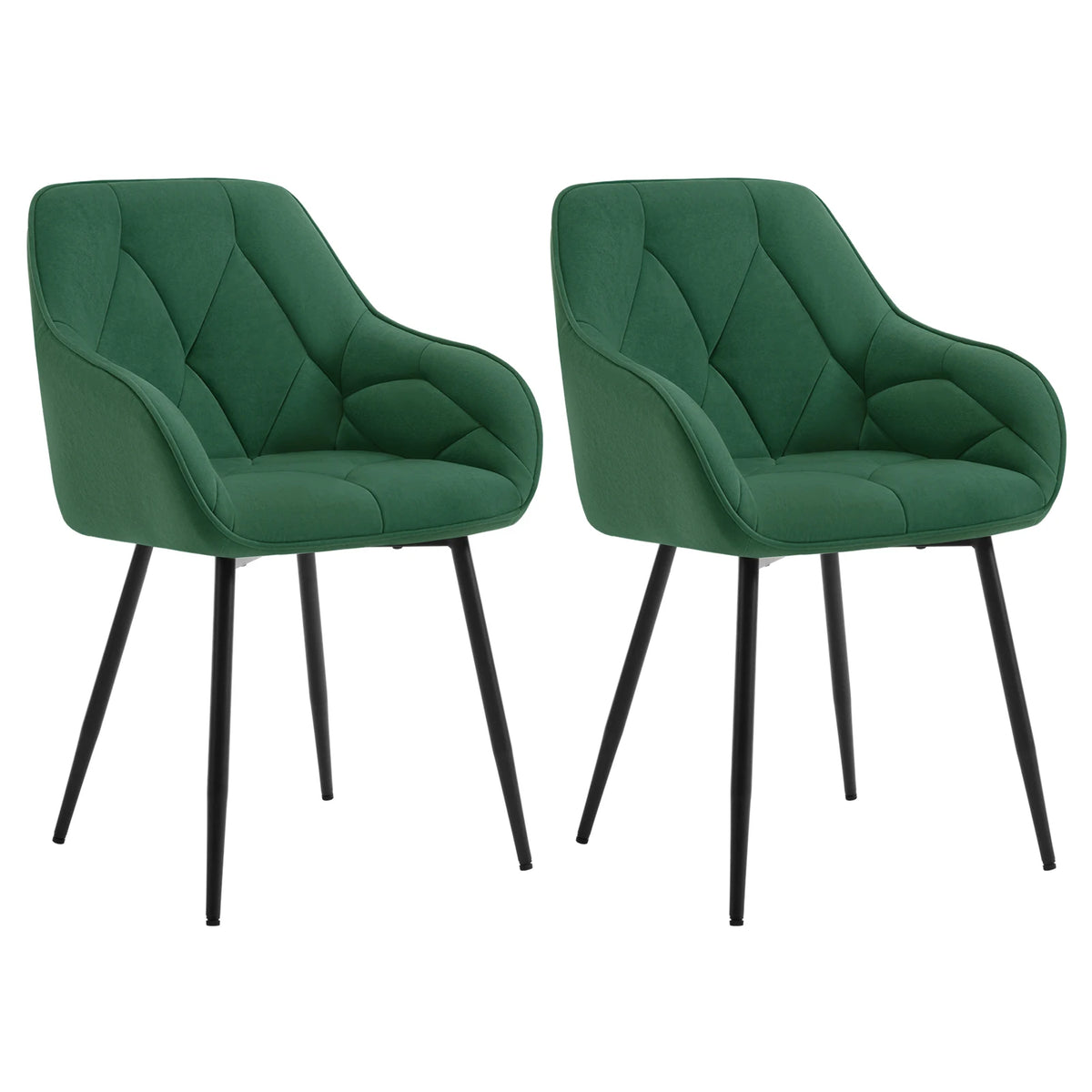 Eetkamerstoelen met armleuningen – Set van 2 – Metalen poten – Zithoogte 50,5 cm