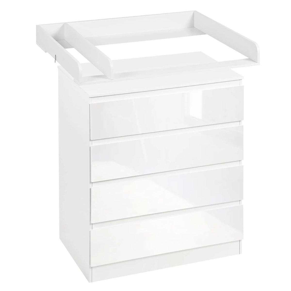 Babycommode met 4 lades – Afneembaar aankleedopzetstuk – 80 cm breed – Wit