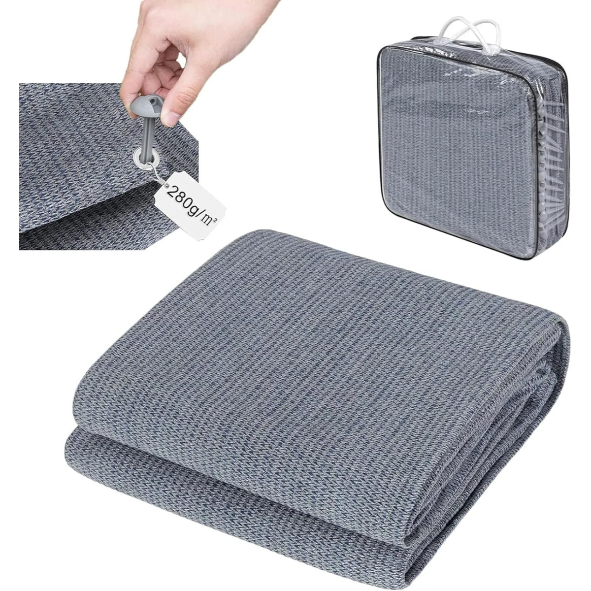HDPE 280 g/m² Waterproof Picnic Blanket Camping Tarpaulin High Quality Picnic Mat with Eyelets Carrying Bag for Outdoor