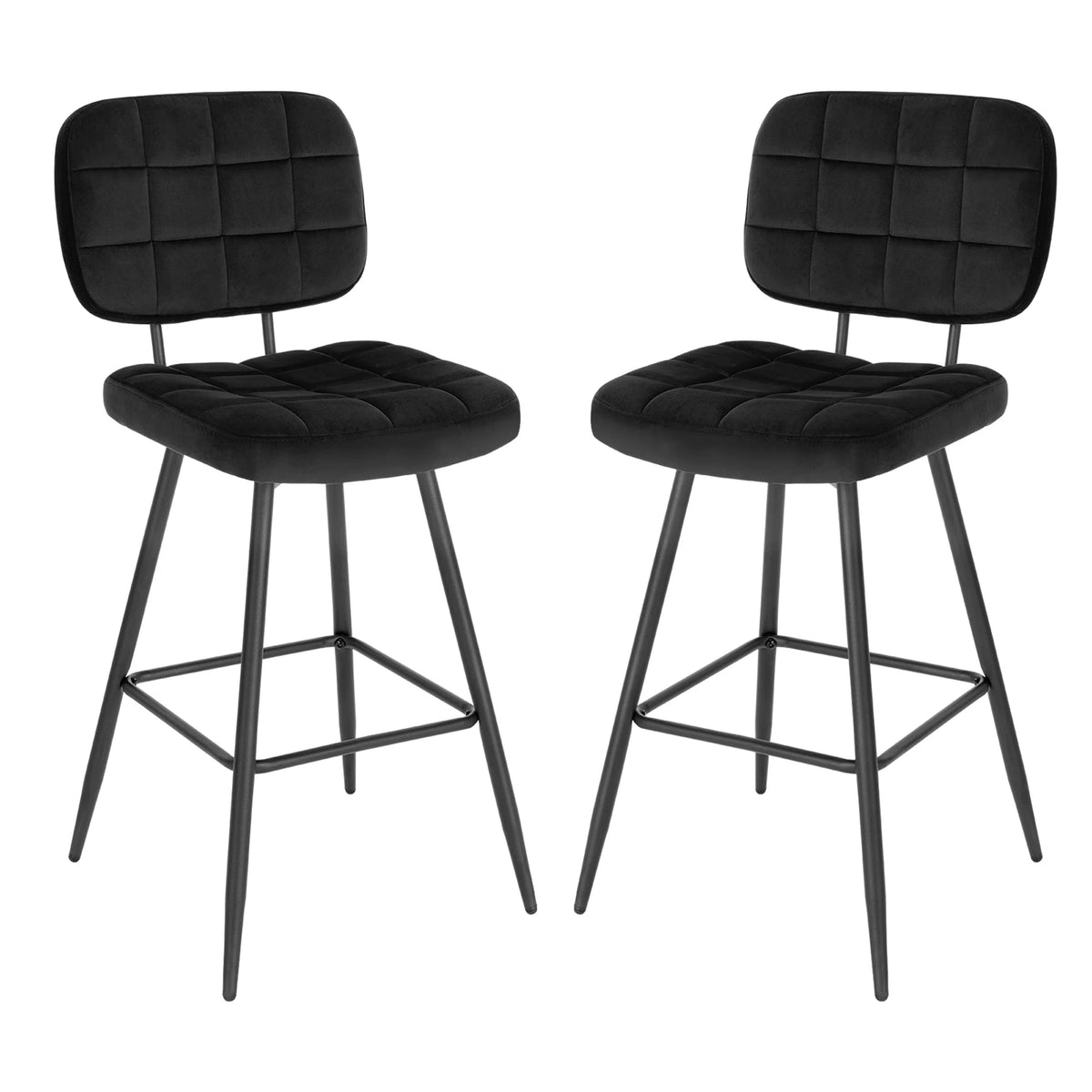 Barkrukken set van 2 – Fluweel met rugleuning – Zithoogte 68,5 cm