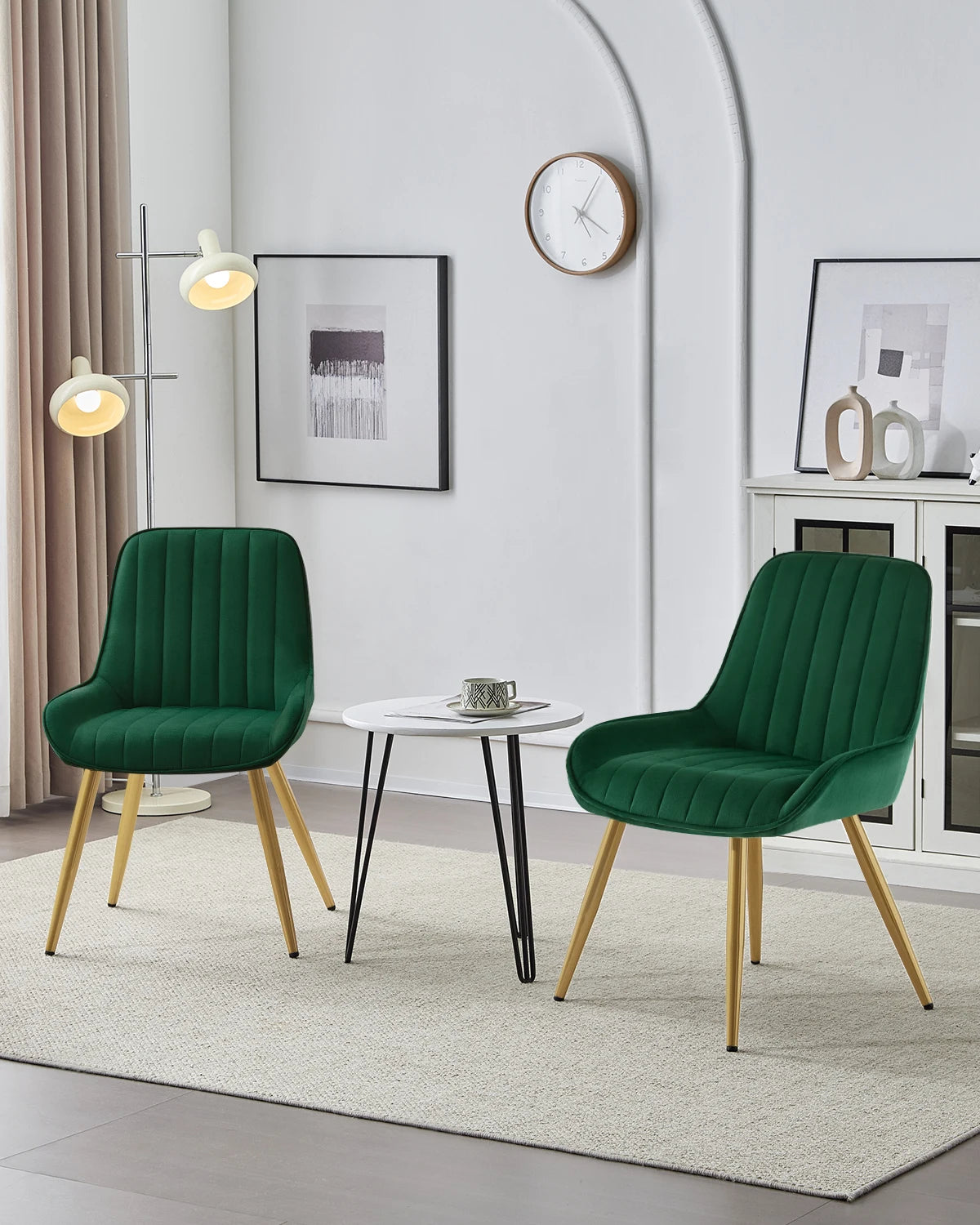 2PCS/SET Velvet Dining Chairs Kitchen Chairs with Low Armrests Backrest Ergonomic for Living Room Bedroom Office Load Capacity 150 kg