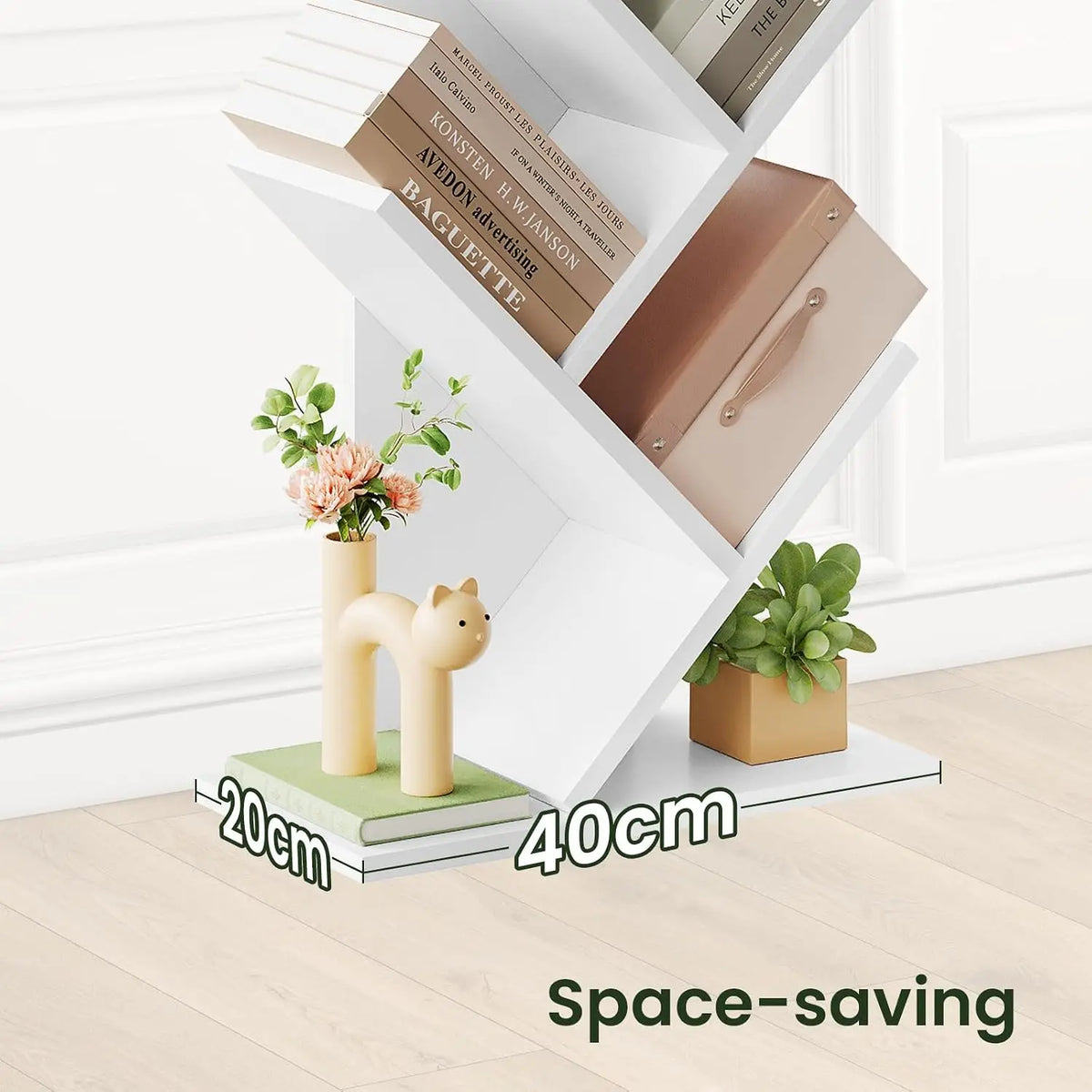 EUGAD Tree Bookcase Storage Shelf CD/DVD Shelf 40 X 20 X 127 cm with 9 Shelves Space-Saving for Study Living Room