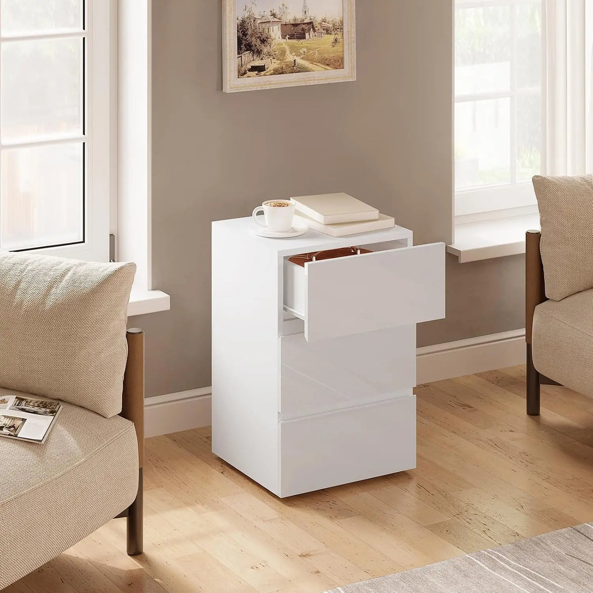 EUGAD Bedside Table Side Table with Large Storage Space Chest of Drawers Wooden Table for Bedroom Living Room