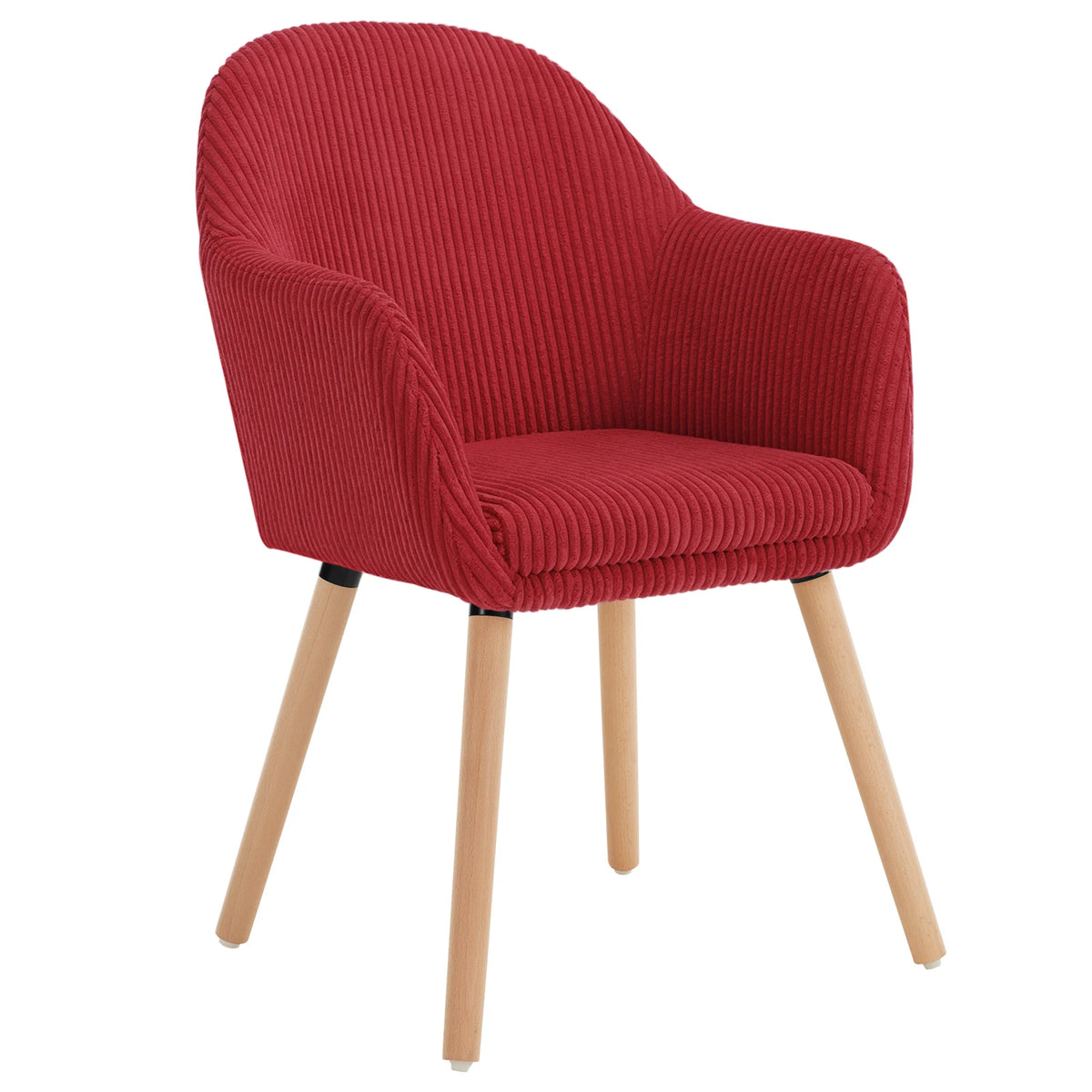 Eetkamerstoel met armleuningen – Ribstof – Houten poten – Zithoogte 49 cm
