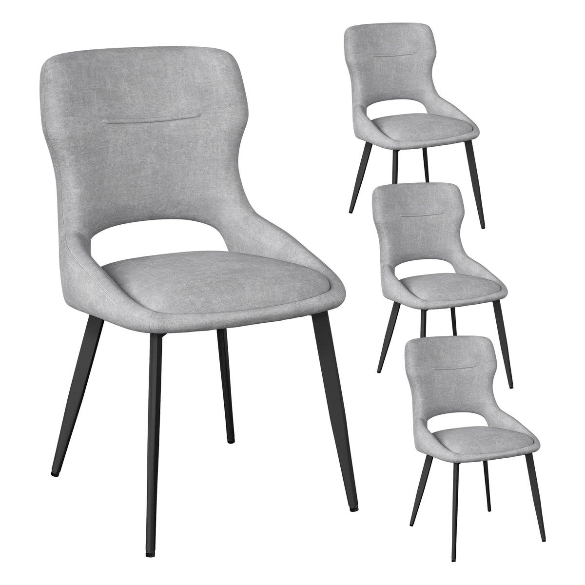 Eetkamerstoelen set van 4 – Met armleuningen – Open rugleuning – Metalen poten