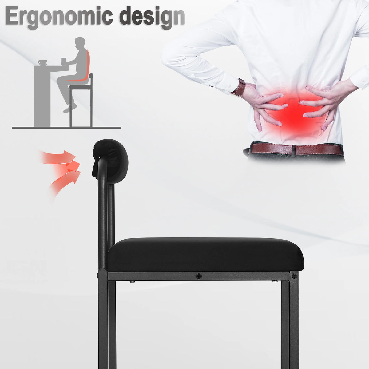 WOLTU 2PCS/SET High Kitchen Bar Stools with Backrest and Footrest Modern Design Ergonomic for Pub Cafe