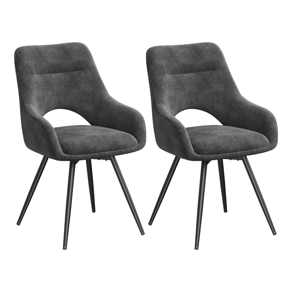 Draaibare eetkamerstoelen – Set van 2 – Chenille – Met armleuningen
