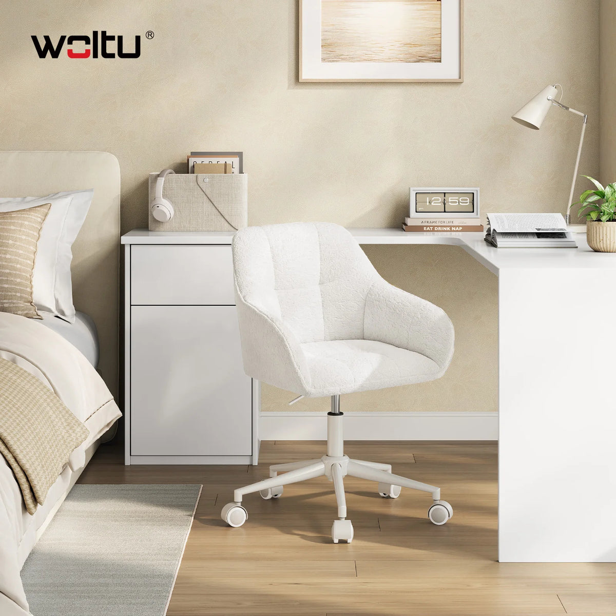 WOLTU Swivel Office Chair Chenille Makeup Chair Height Adjustable Ergonomic Gaming Chairs with High Back Desk Chair Liftable