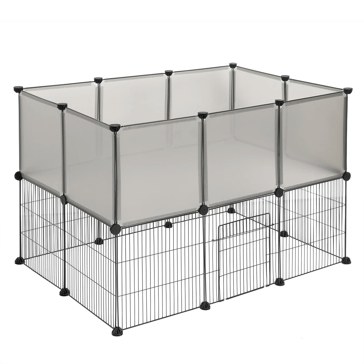 Modulaire dierenren – Twee niveaus – Gaas- en kunststof panelen – 107 x 72 x 72 cm
