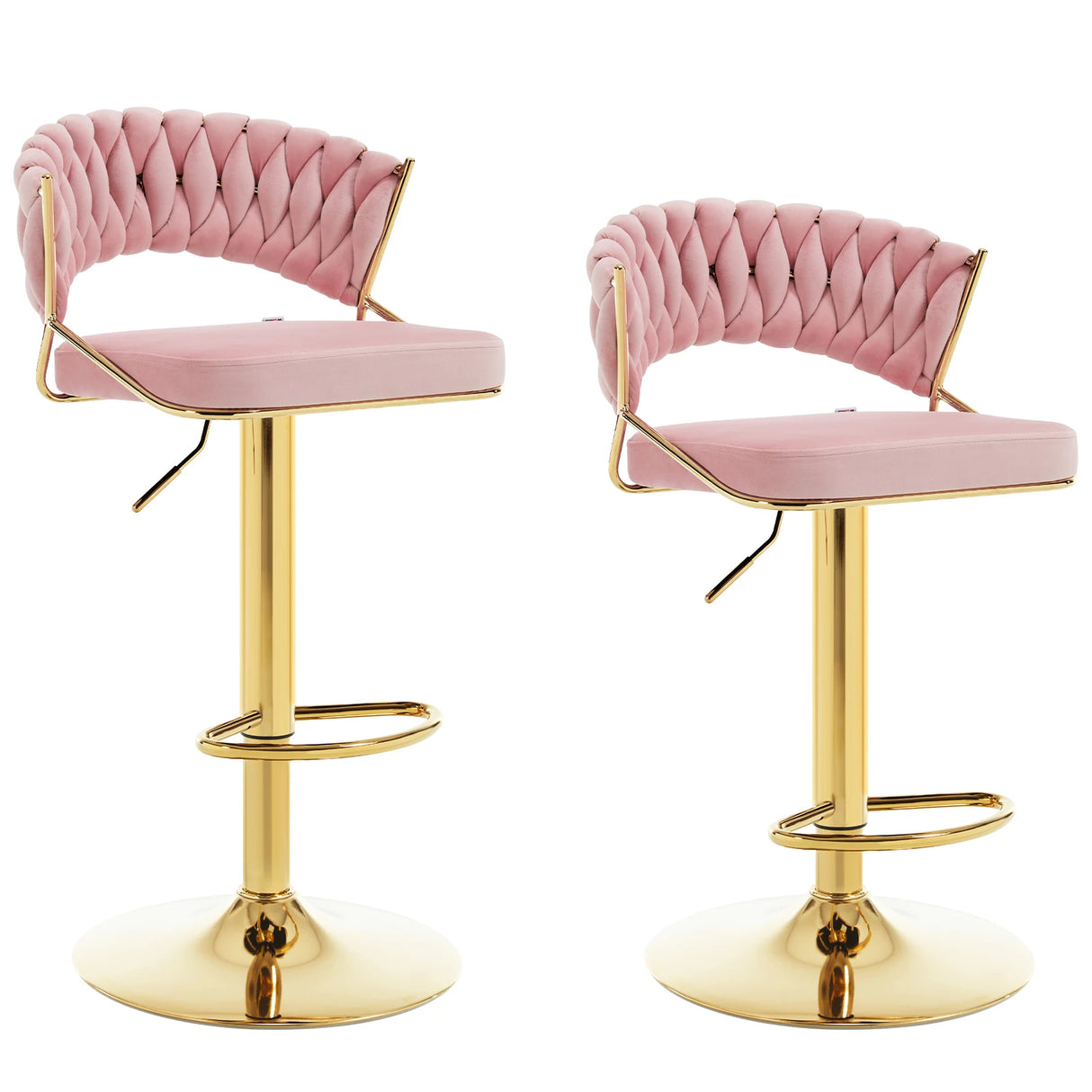 Luxe velvet barstoel van BukkitBow met gevlochten rugleuning, set van 2, elegante en comfortabele stoelen voor de bar of keuken.