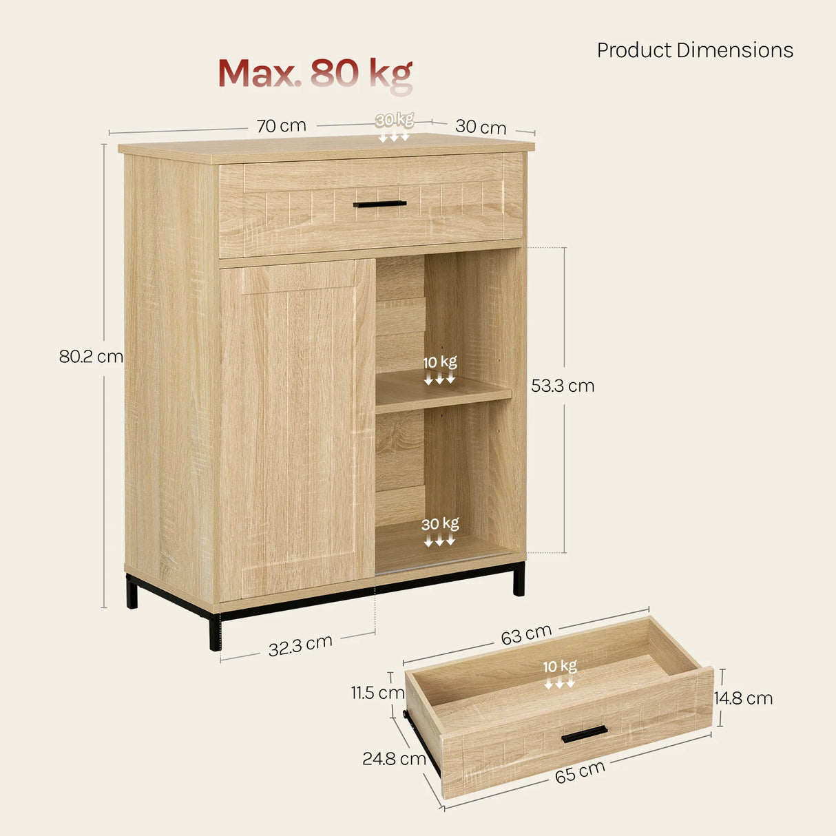 BukkitBow modern keukendressoir met schuifdeur en open vakken, strak design, wit afwerking, geschikt voor keukenopslag.