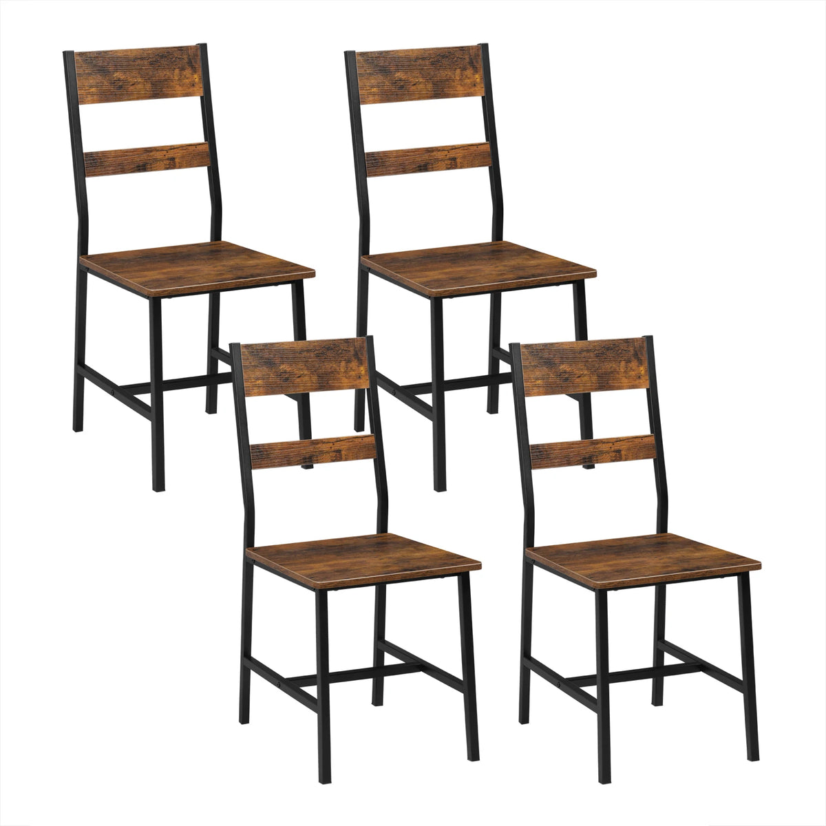 2/4PCS Industrial Wooden Dining Chair Ergonomic High Back Metal Leg Sturdy 150kg Easy Clean Multi-Purpose for Restaurant Kitchen