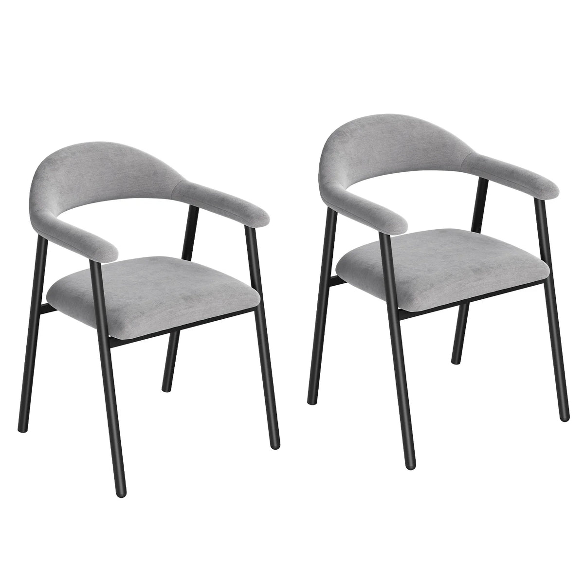 WOLTU 2PCS/Set Dining Room Chairs with Open Backrest Chenille Kitchen Chair with Metal Legs and Soft Padded for Dining Room Bedroom