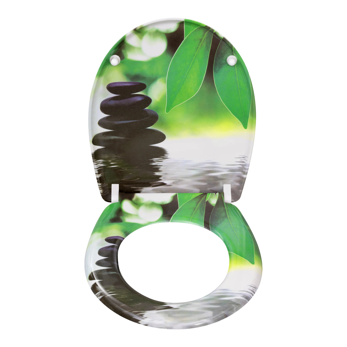 Ovale toiletbril met print – Softclose en quick release – Duroplast – 37 × 47,5 cm