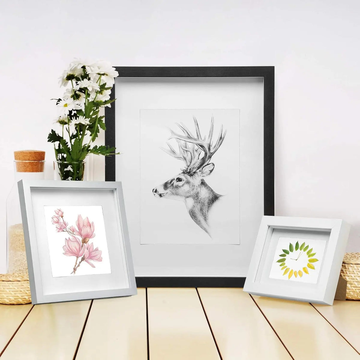 EUGAD 3D Photo Frame Glass Wall Wooden Photo Frame with Mount Paper for Collage Decorative Wall Background