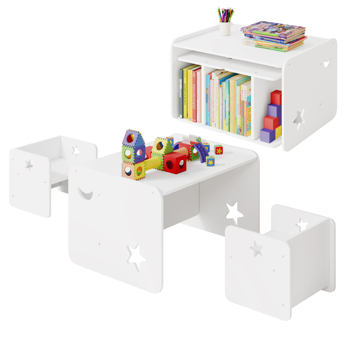 WOLTU Children's Table with 2 Chairs Multifunctional Kids Furniture Set for Playroom Kindergarten Nursery Home
