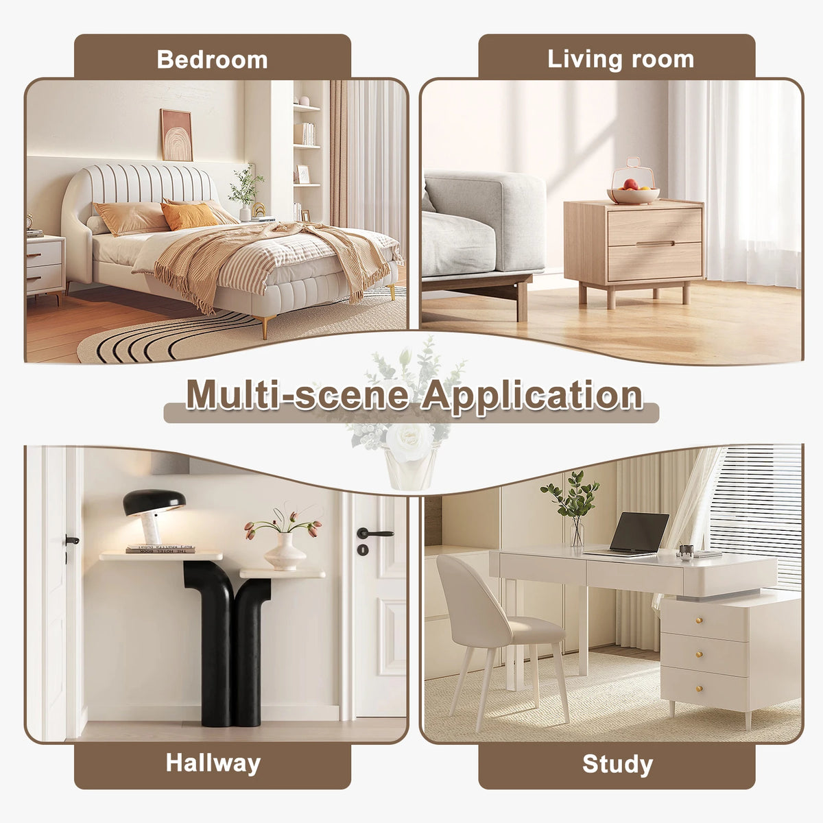 EUGAD 2PCS/SET White Bedside Tables Nightstand with 2 Open Compartments Space-Saving for Bedroom Living Room