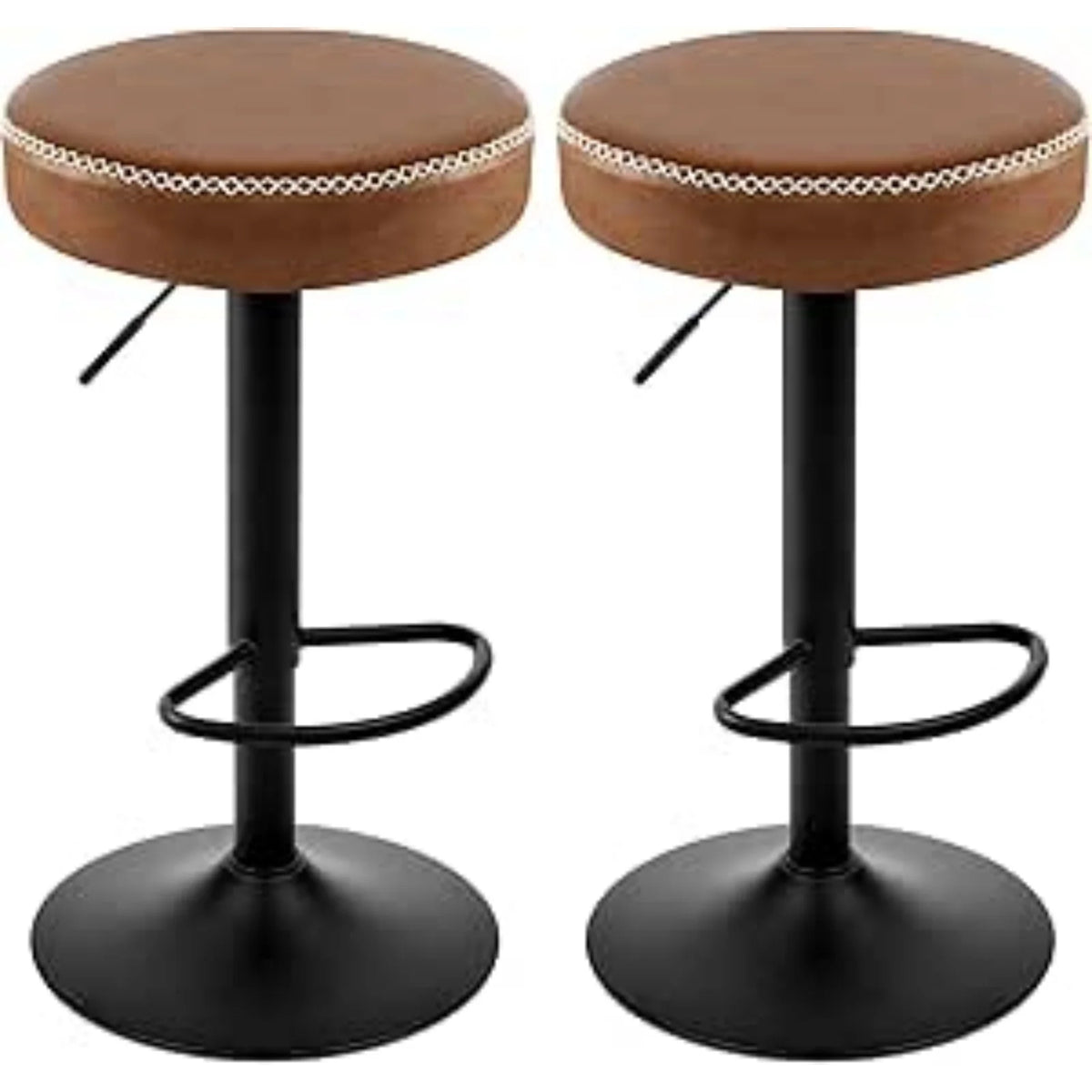 EUGAD 2PCS Swivel Kitchen Stools Round Bar Stools with Footrests Non-Slip Base Height Adjustable Counter Chair for Bistro Bar Kitchen