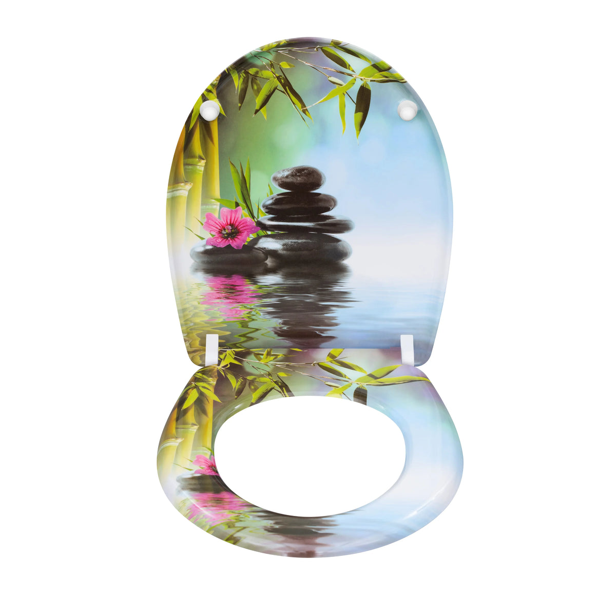 Ovale toiletbril met print – Softclose en quick release – Duroplast – 37 × 47,5 cm