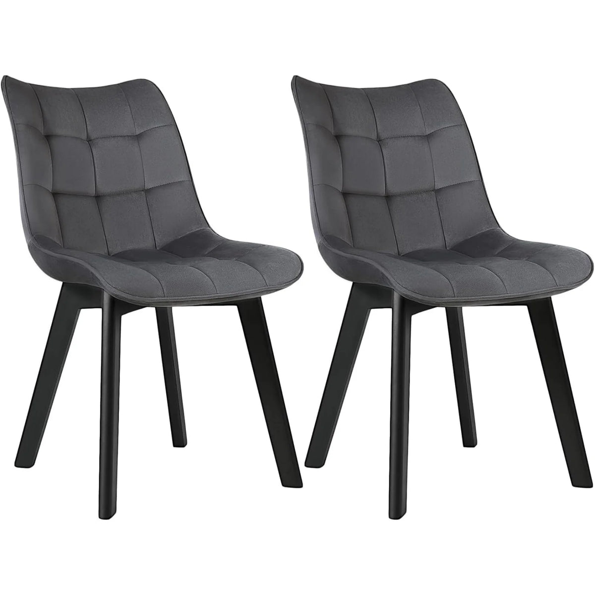 Eetkamerstoelen set van 2 – Donkergrijs fluweel – Houten poten