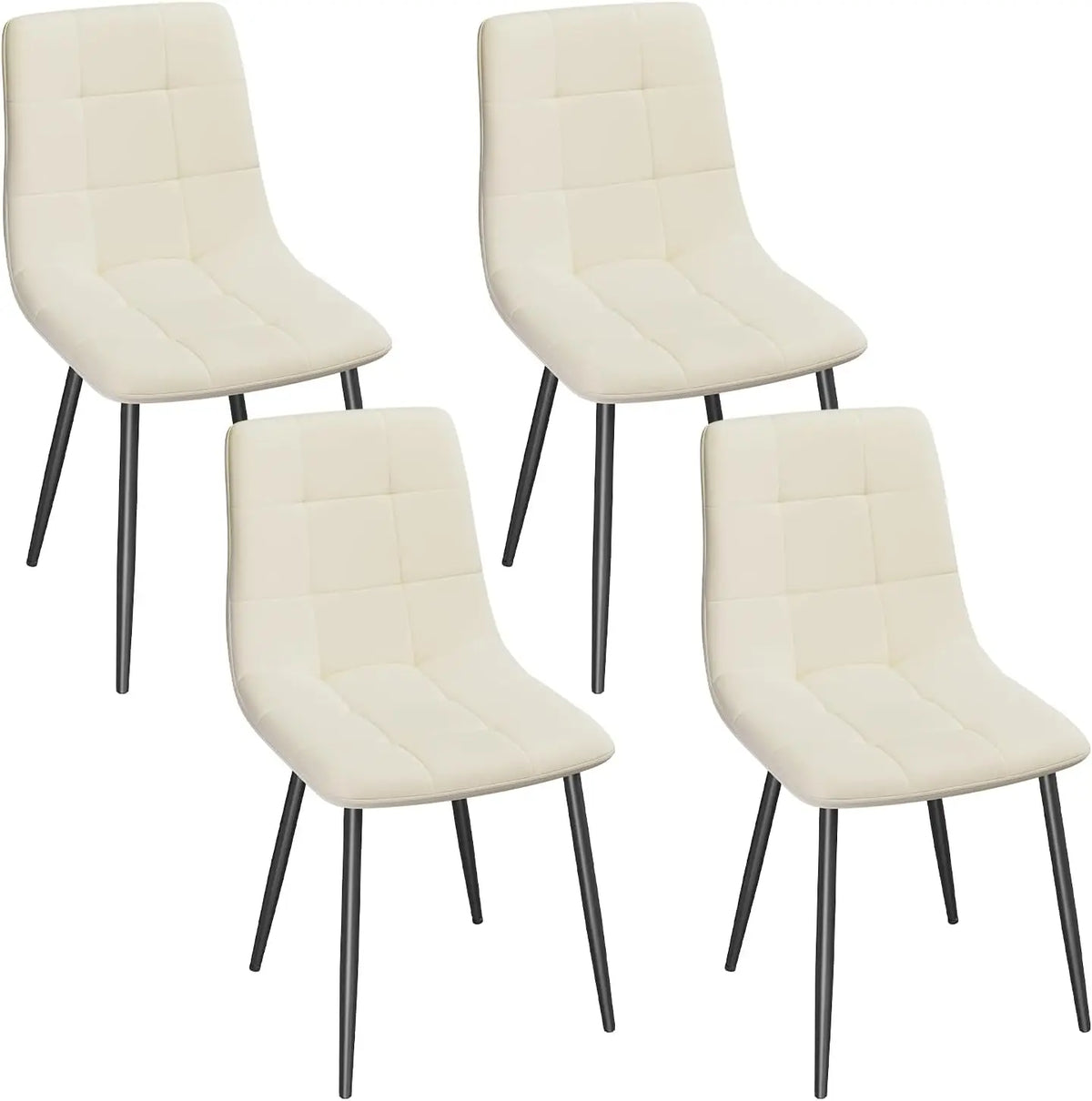 Eetkamerstoelen set van 4 – Fluwelen bekleding – Metalen poten