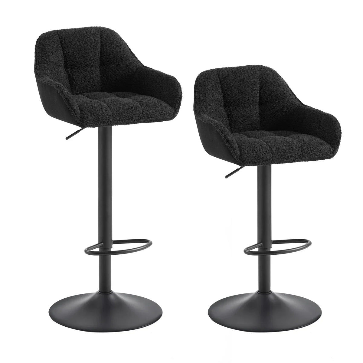 WOLTU 2PCS/Set Height-Adjustable Bar Stools Bistro Counter Stool with Rotable Padded Footrest Chenille Cord Kitchen Chairs