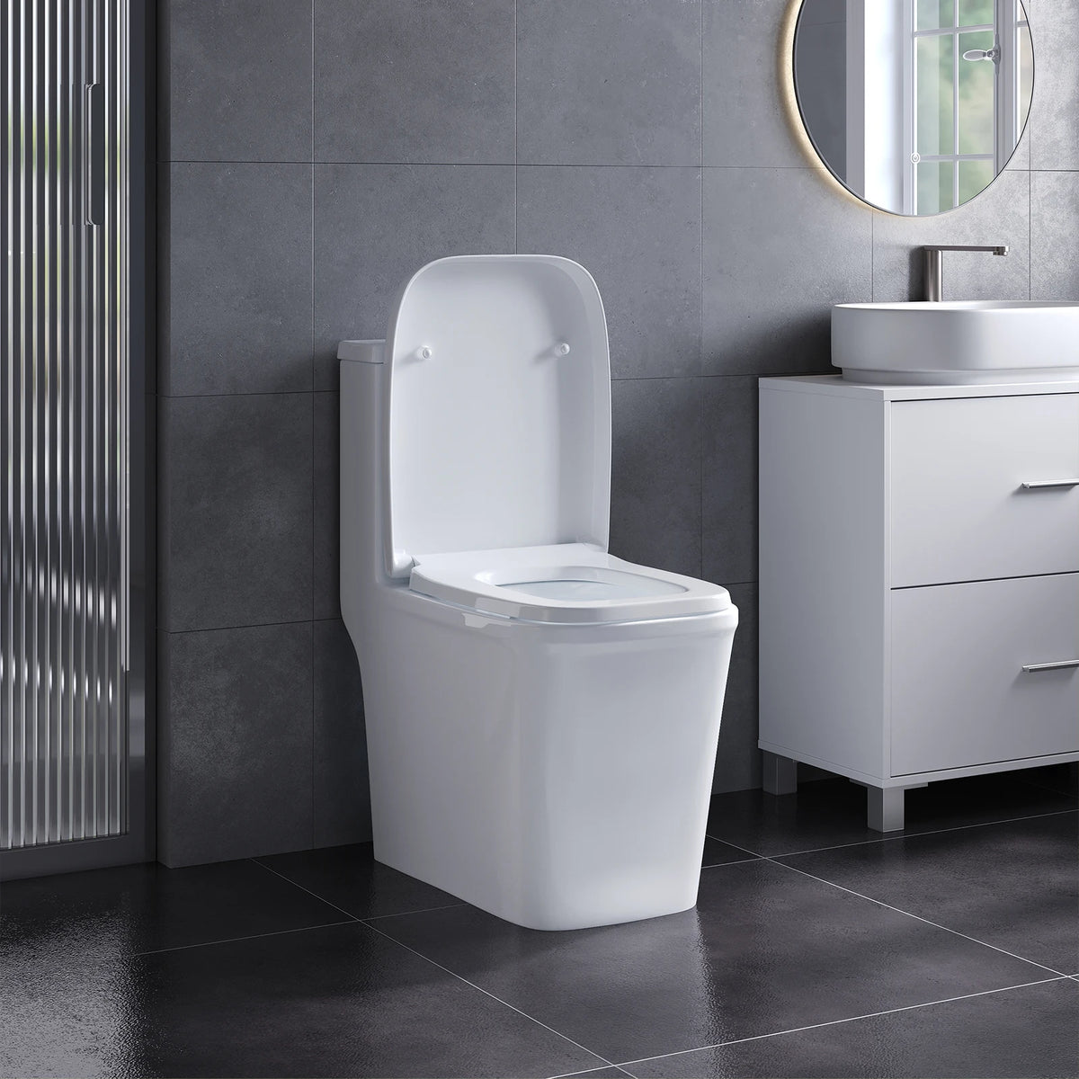 WC Soft-Close Toilet Seat Duroplast Toilet Lid Cover Fast Fix Quick Release Square Cover Toilet Accessories Anti-Bacterial