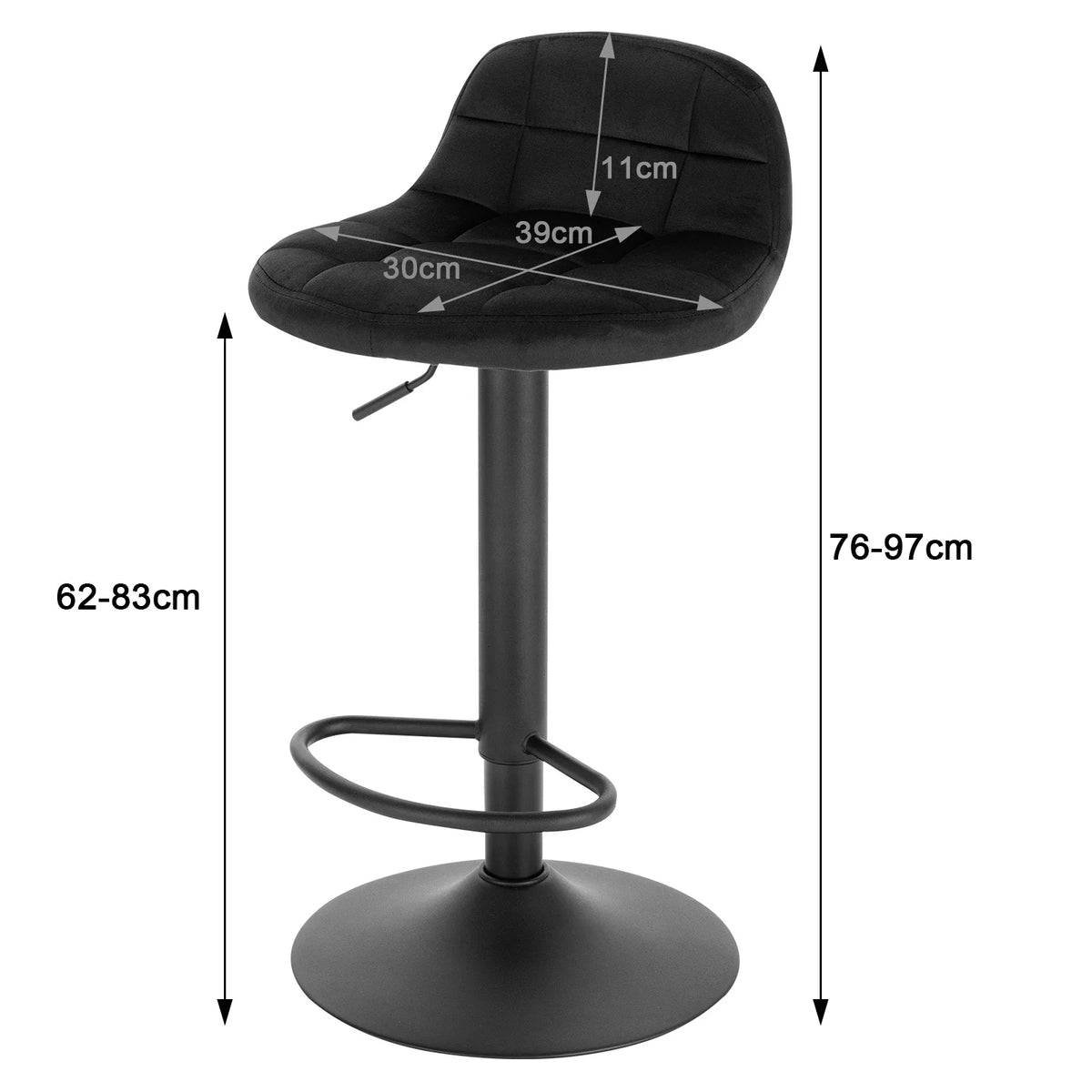 WOLTU 2PC Height-Adjustable Bar Stools with Footrest Backrest Pub Counter Height Bar Chair Office Kitchen Home Chair Decor