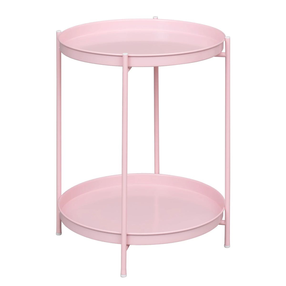 WOLTU Round Coffee Table Metal Side Table with Storage Space 2 Removable Trays Bedside Table for Living Room Bedroom Decor