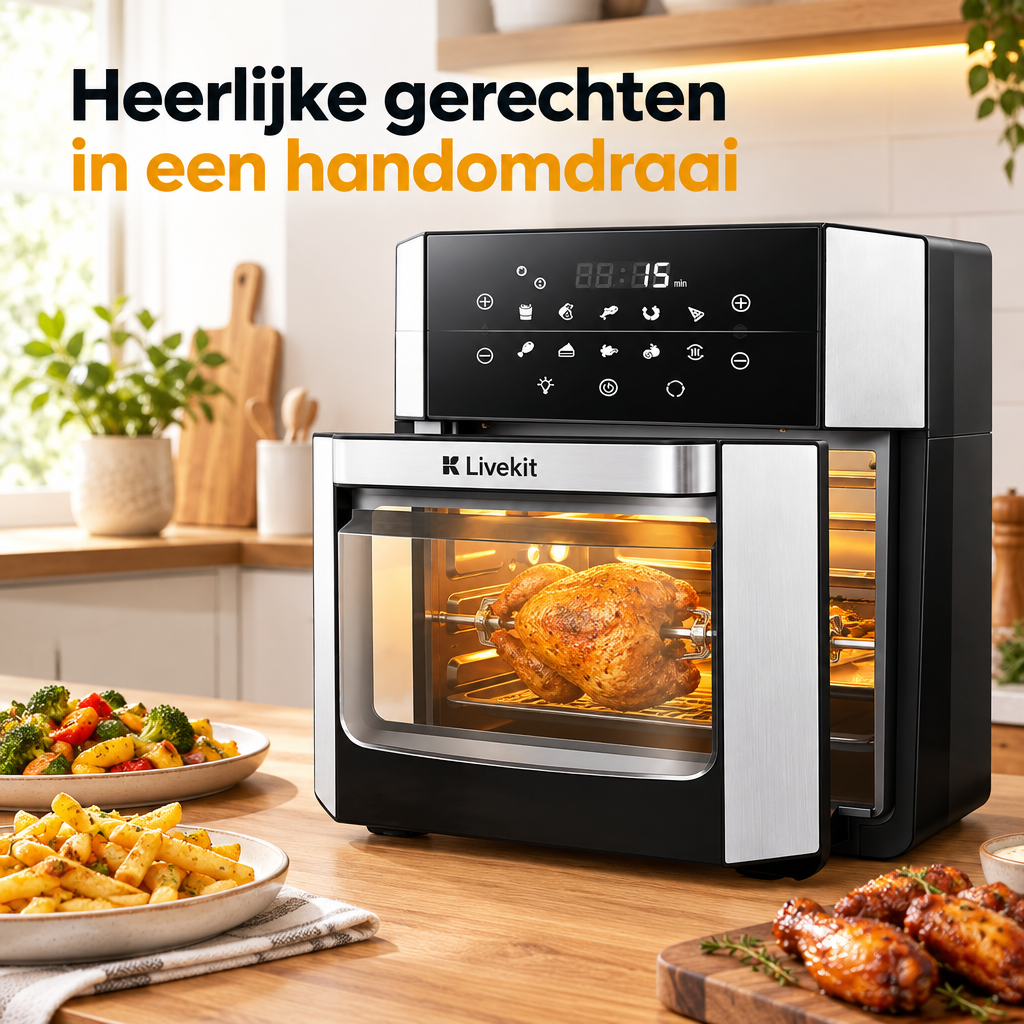 airfryer oven 15 liter in gebruik in een passende praktijksituatie