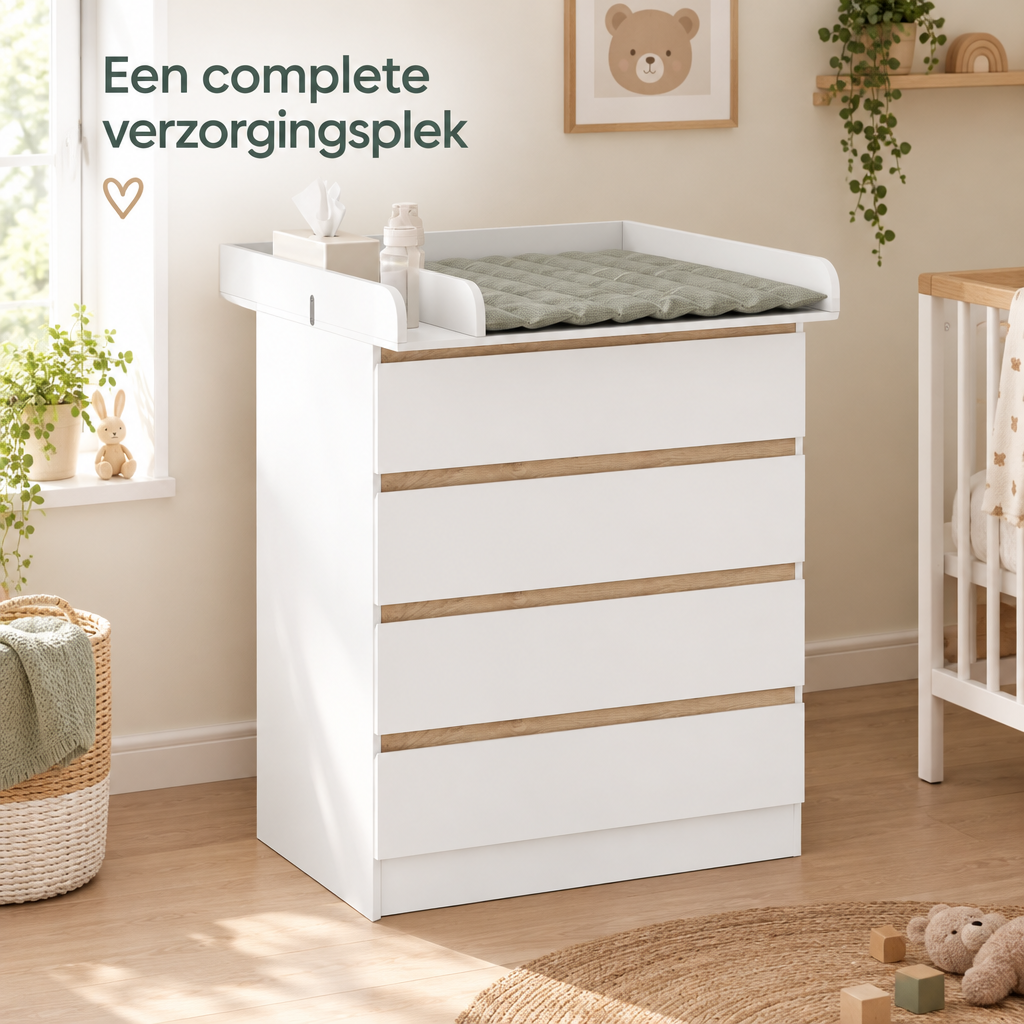 babycommode met 4 lades in gebruik in een passende praktijksituatie