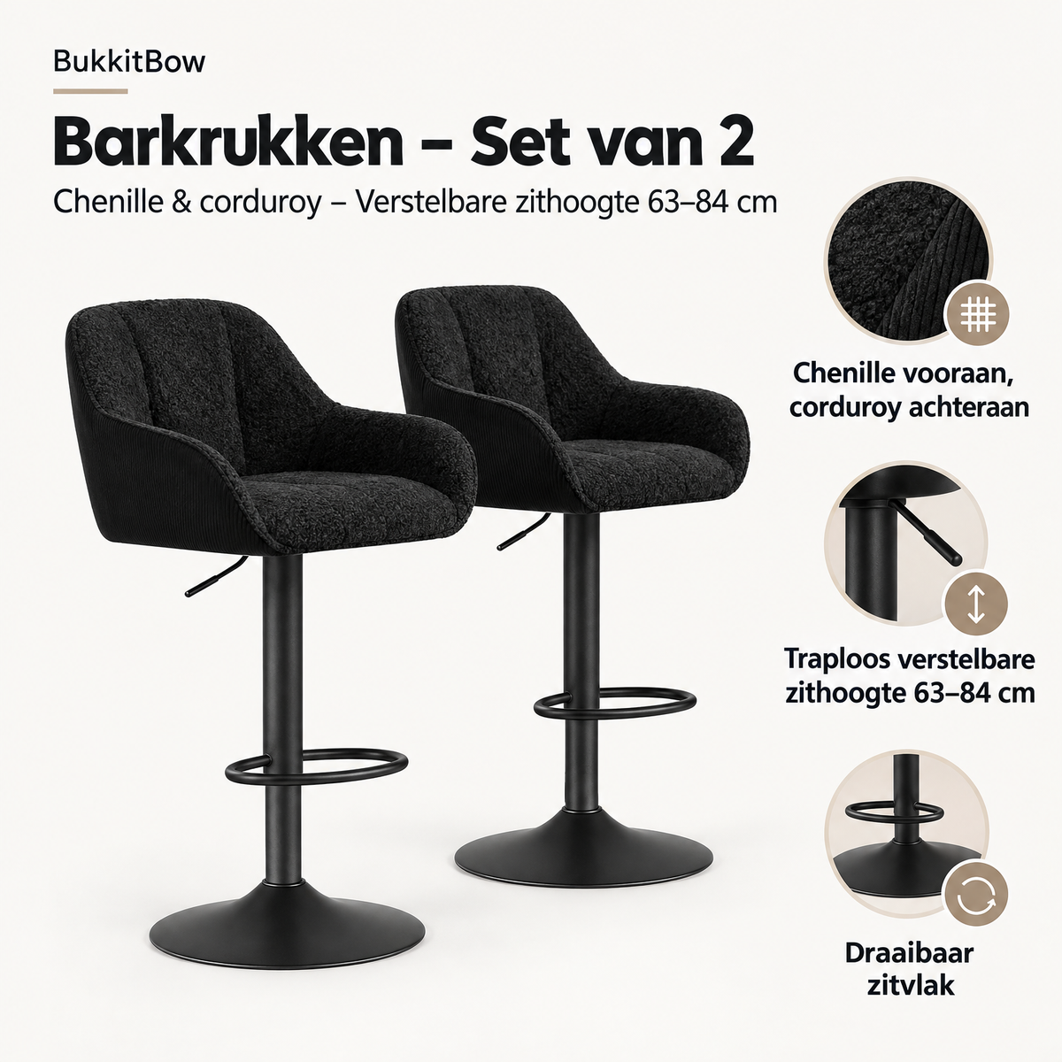 Belangrijkste voordelen en eigenschappen van barkrukken set van 2
