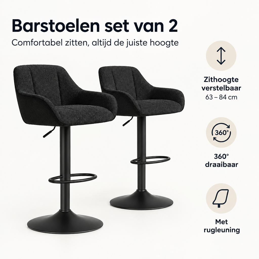 Belangrijkste voordelen en eigenschappen van barstoelen set van 2