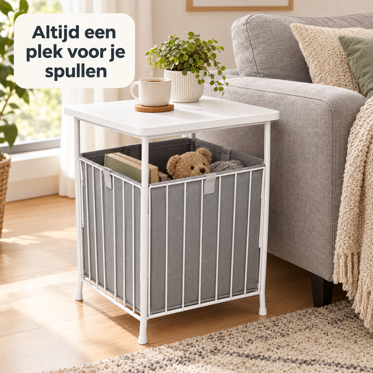 bijzettafel met mand in gebruik in een passende praktijksituatie