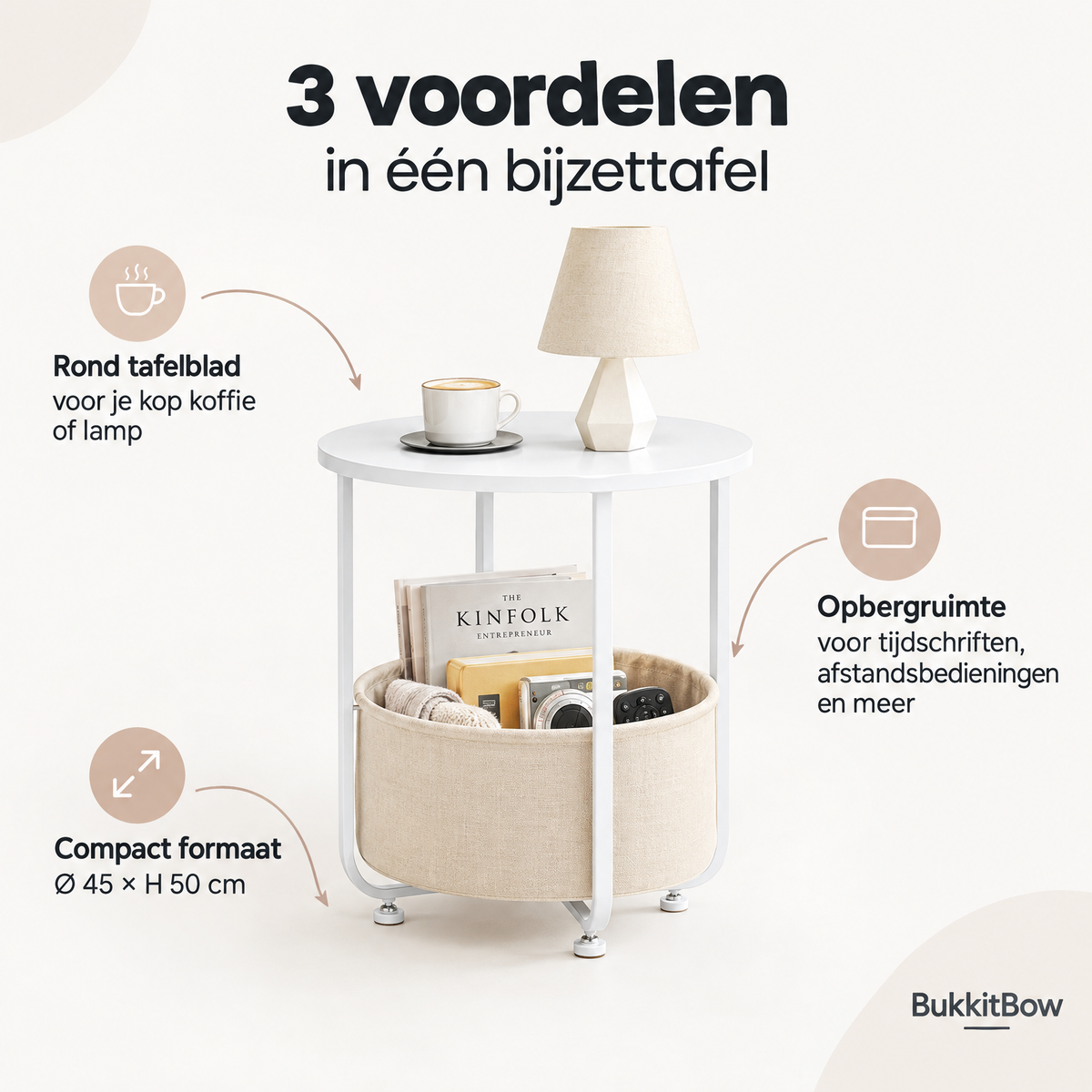 Belangrijkste voordelen en eigenschappen van bijzettafel met opbergmand