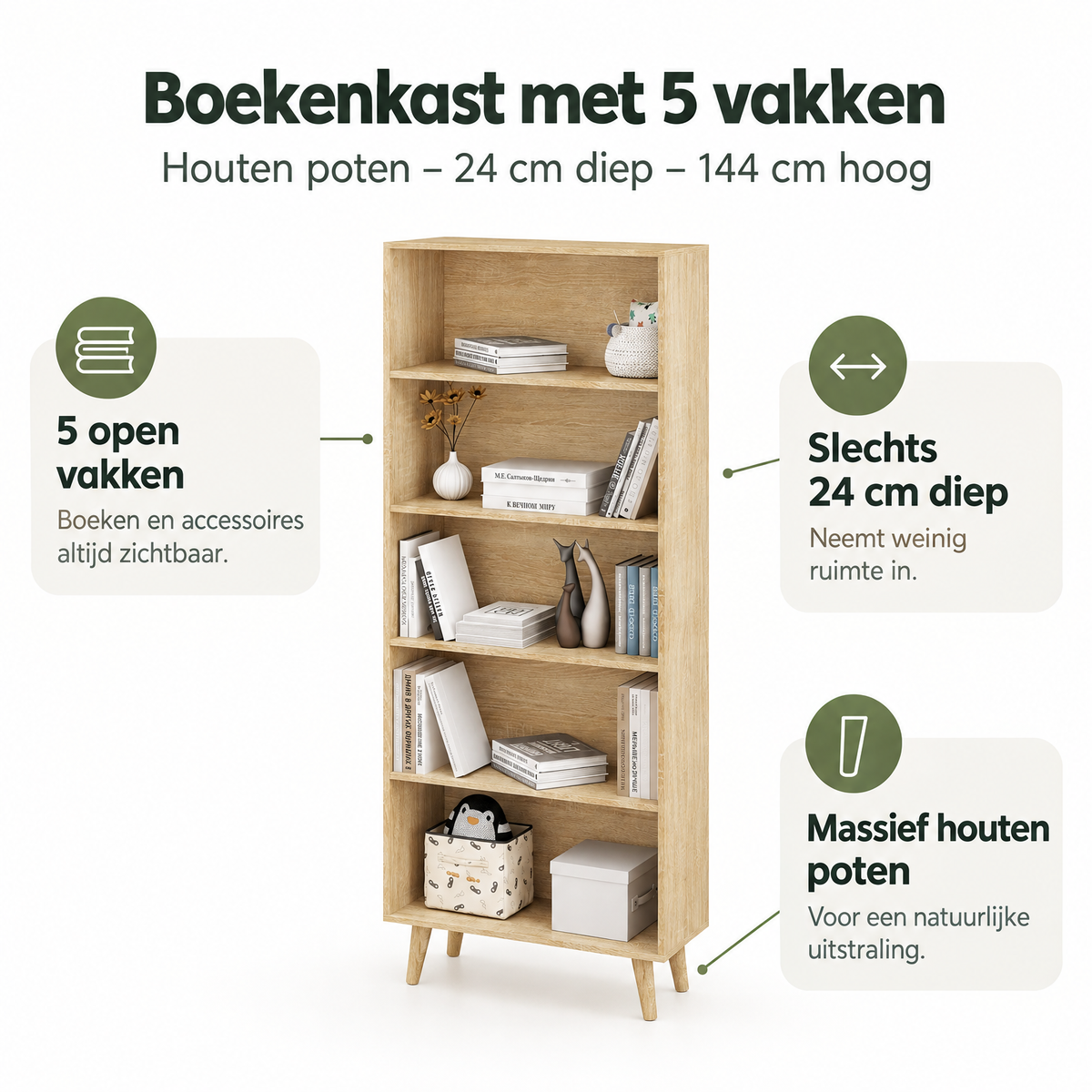 Belangrijkste voordelen en eigenschappen van boekenkast met 5 vakken