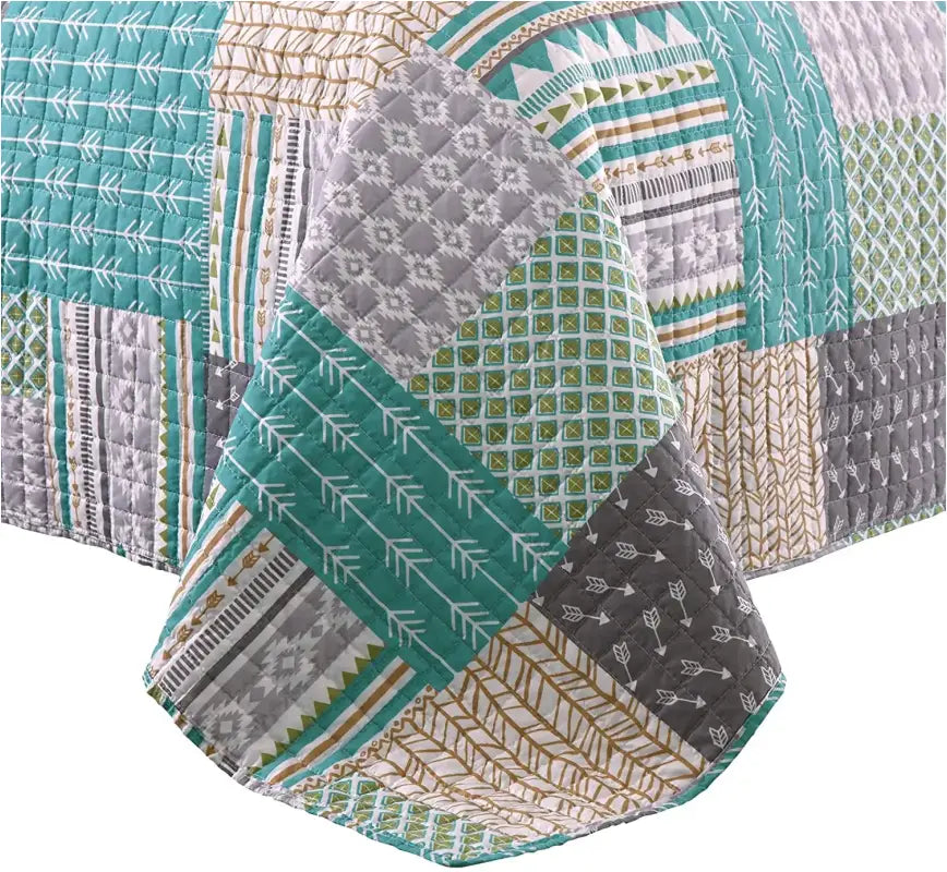 BukkitBow - Bedsprei - Patchwork Patroon - Dik Gewatteerd