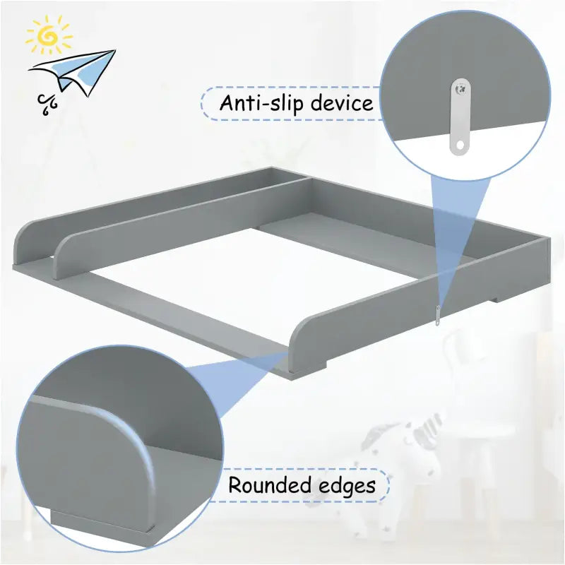 BukkitBow baby verschoontafel los opzetstuk voor commode, grijs of wit, 80x74,5x8,5 cm, geschikt voor babyverzorging.