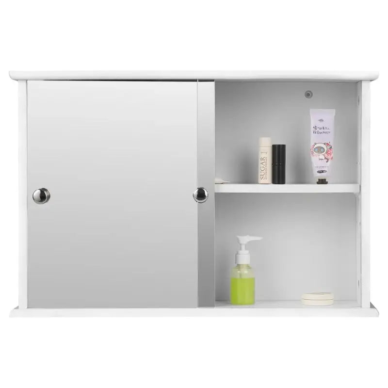 BukkitBow badkamermeubel met spiegel, verstelbare plank en schuifdeur, waterbestendig en eenvoudig schoon te maken, 55x14x36 cm