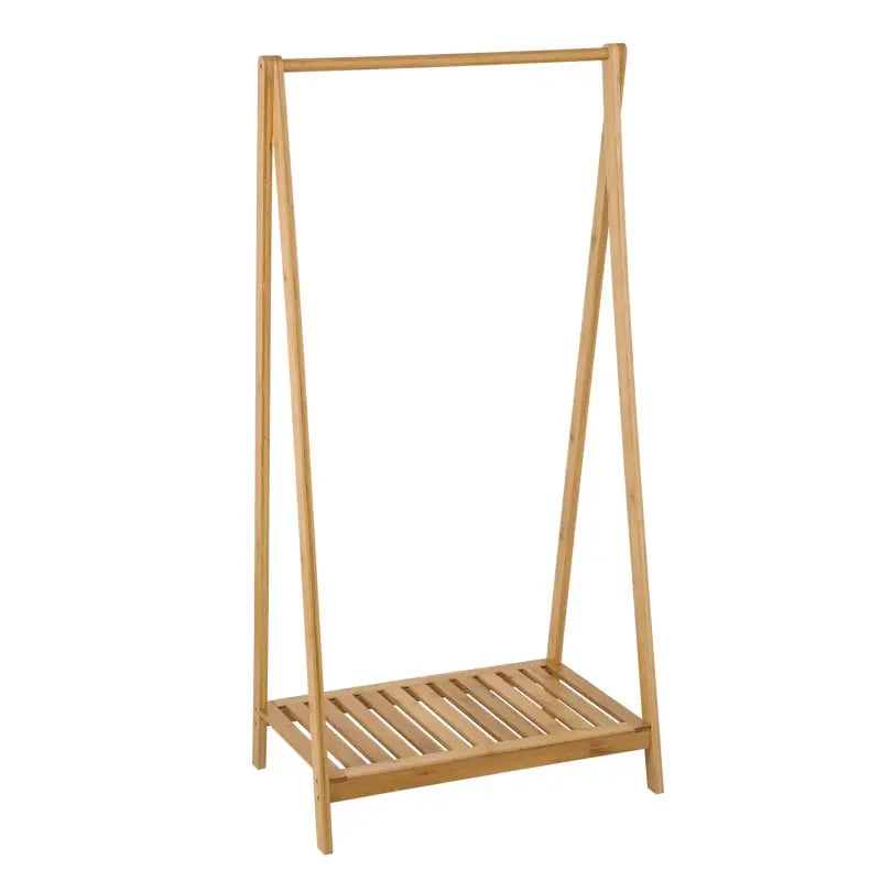BukkitBow bamboe handdoekenrek in natuurlijke kleur met sterke opslag, praktische en eenvoudig te gebruiken afmetingen 60x35x120 cm