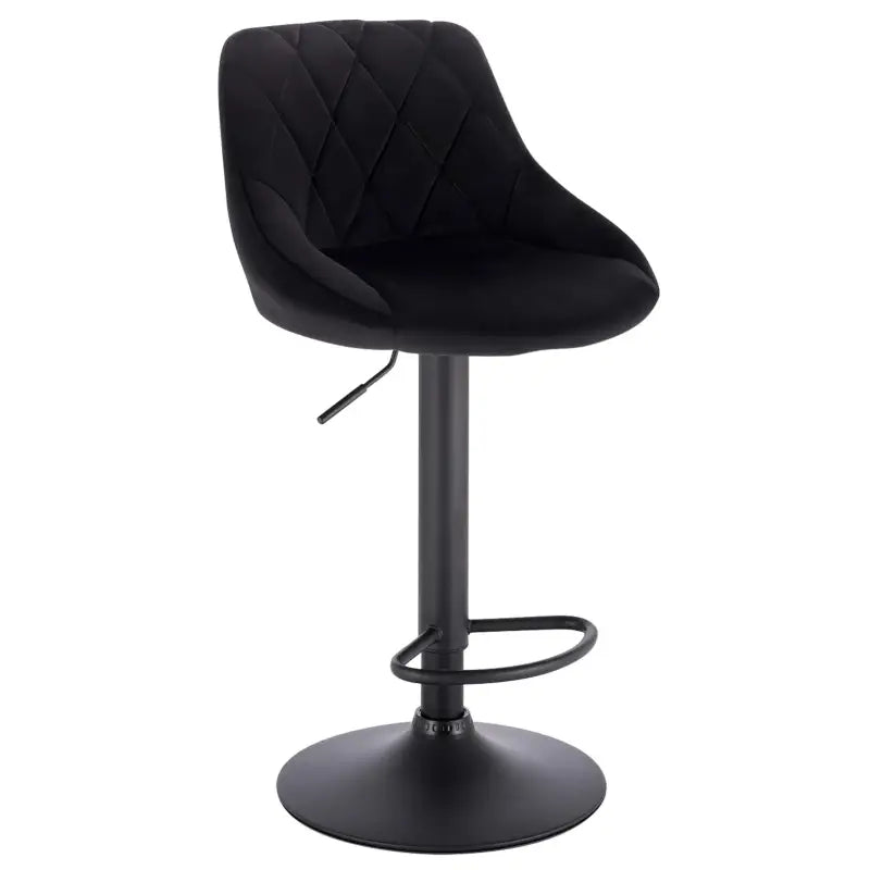 BukkitBow barkruk met chroomstalen frame, velvet of kunstleer bekleding, verstelbaar, draaibaar met voetensteun.