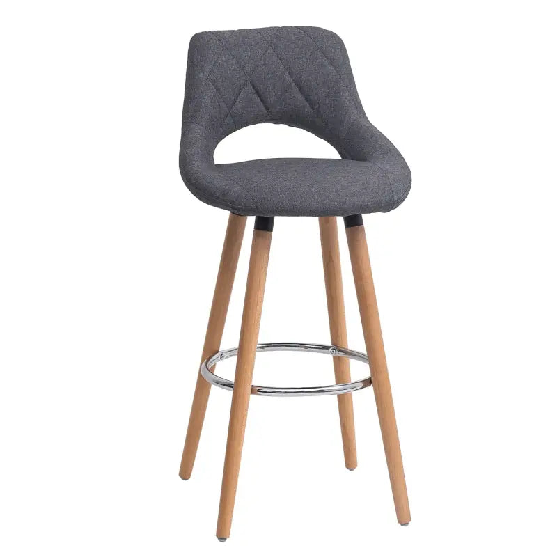 BukkitBow barkruk met linnen/stof of synthetisch leer, massief houten onderstel, ergonomisch en duurzaam, zithoogte 70 cm.