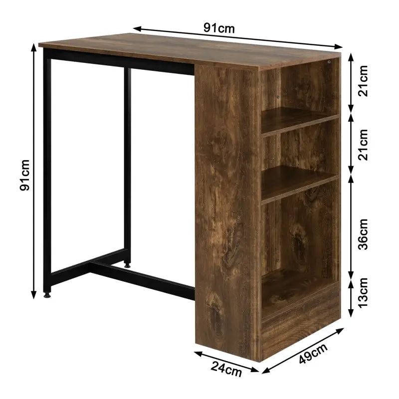 BukkitBow bartafel met houten planken, kast en opbergruimte voor glazen, afmetingen 91x49x91 cm, in een moderne interieur setting