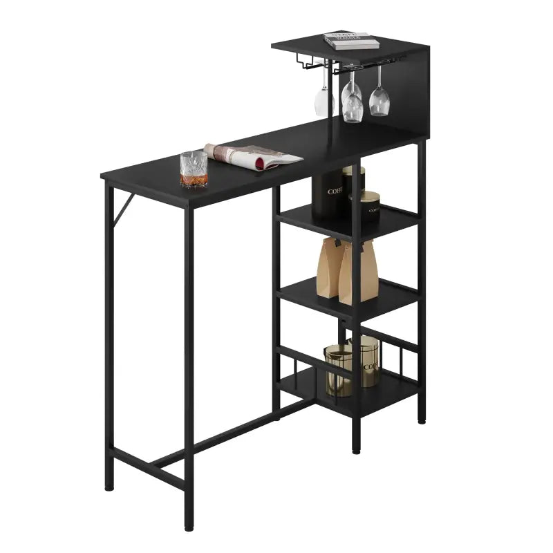 BukkitBow bartafel met houten planken en opbergruimte voor glazen, ideaal voor bar of keuken, stevige en stijlvolle design