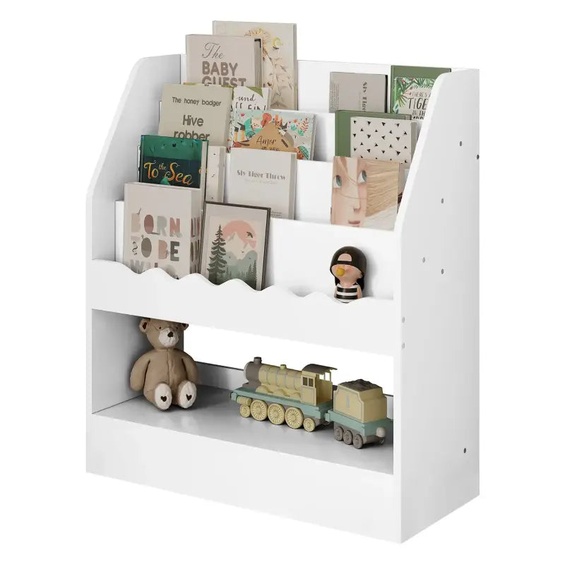 BukkitBow kinderboekenkast met 5 compartimenten, houten speelgoedkast voor kinderkamer, afmetingen 70x80x30 cm