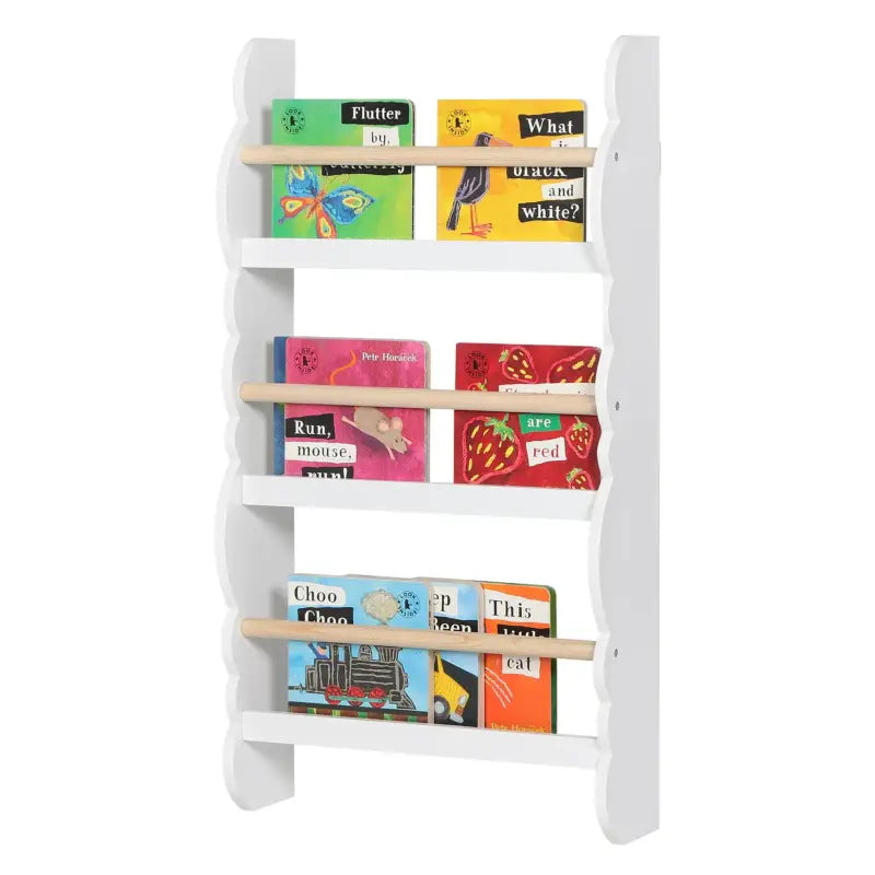 Houten kinderboekenkast van BukkitBow met boekenplanken, geschikt voor kinderkamer en speelgoedopslag.