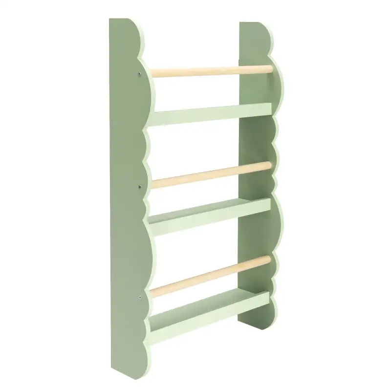 Houten kinderboekenkast van BukkitBow met meerdere boekenplanken, geschikt voor kinderkamer en speelgoedopslag.