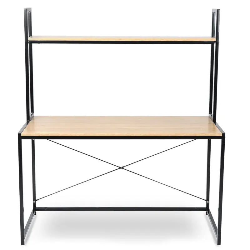 BukkitBow bureau met houten en stalen frame, opbergplank, afmetingen 120x60x140 cm, draagvermogen 50 kg, geschikt als werkplek