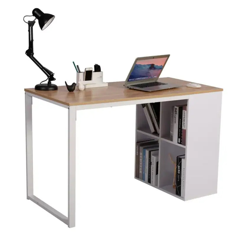 BukkitBow bureau met vakkenkast, spaanplaat tafelblad en metalen frame, afmetingen 120x60cm, werkstation en opbergmogelijkheden